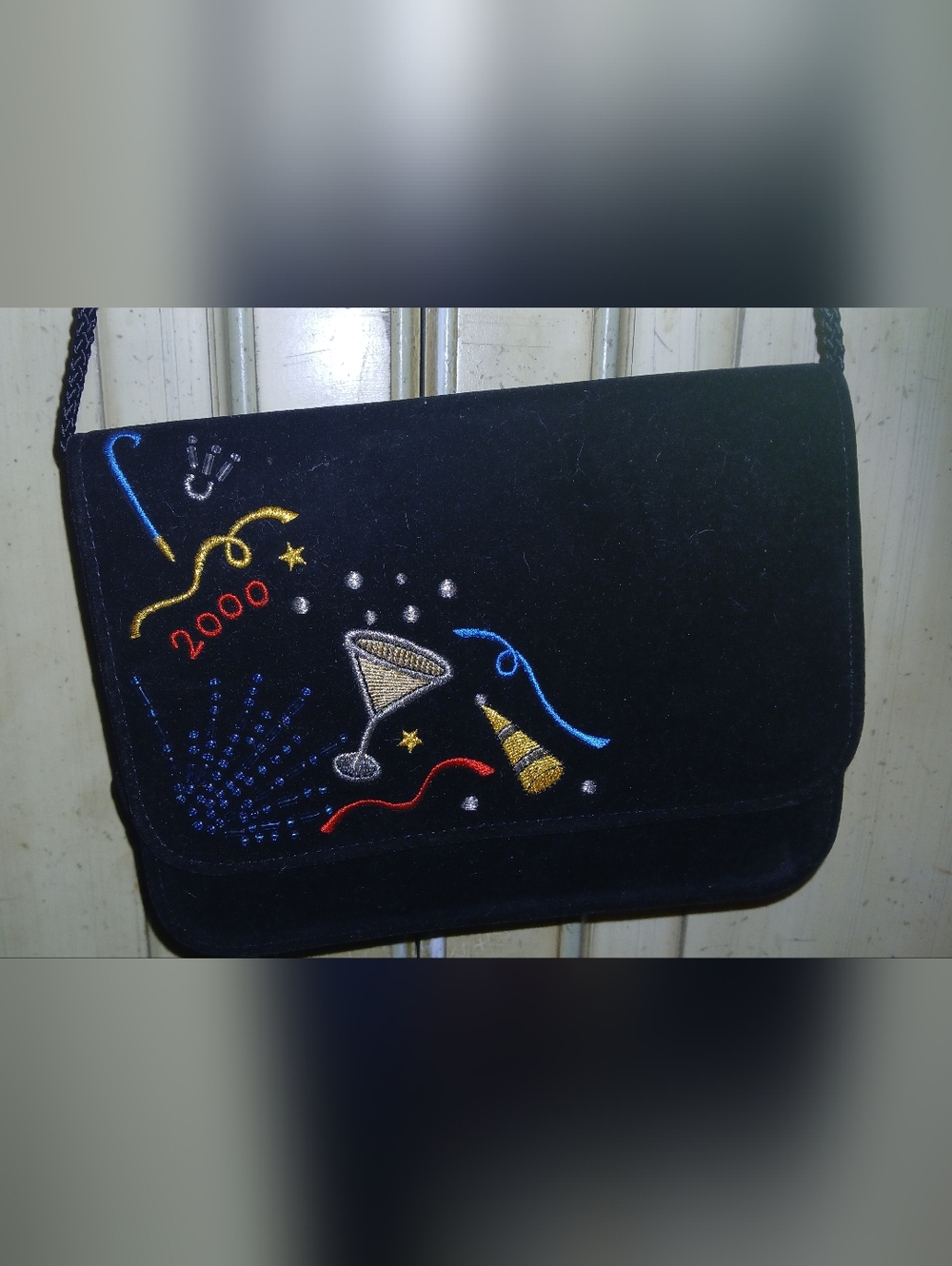 Black Embroidered New Year Party Crossbody Bag